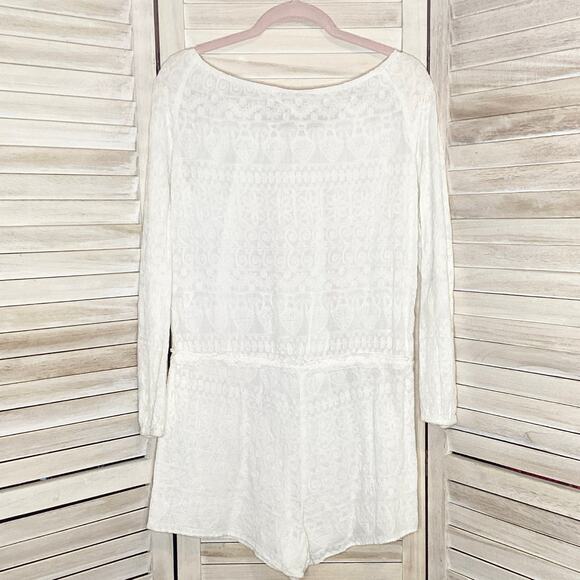 LoveShackFancy Embroidered Ivory Cream Playsuit Romper 2 M - Picture 6 of 10
